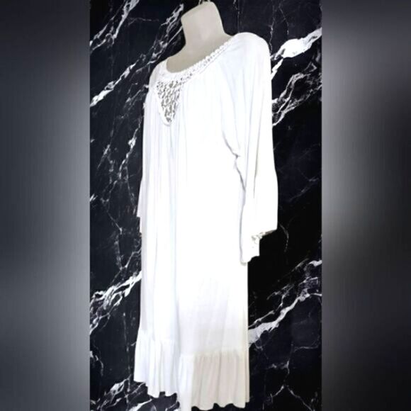 DRESS by FIG & VINE SILVER Embellished beads, detailed WHITE MIDI MEDIUM - Picture 3 of 15